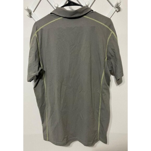 Patagonia Men's Polo Large Gray Shirt Organic Cotton Yellow Stitch Trim V Neck - Picture 4 of 9